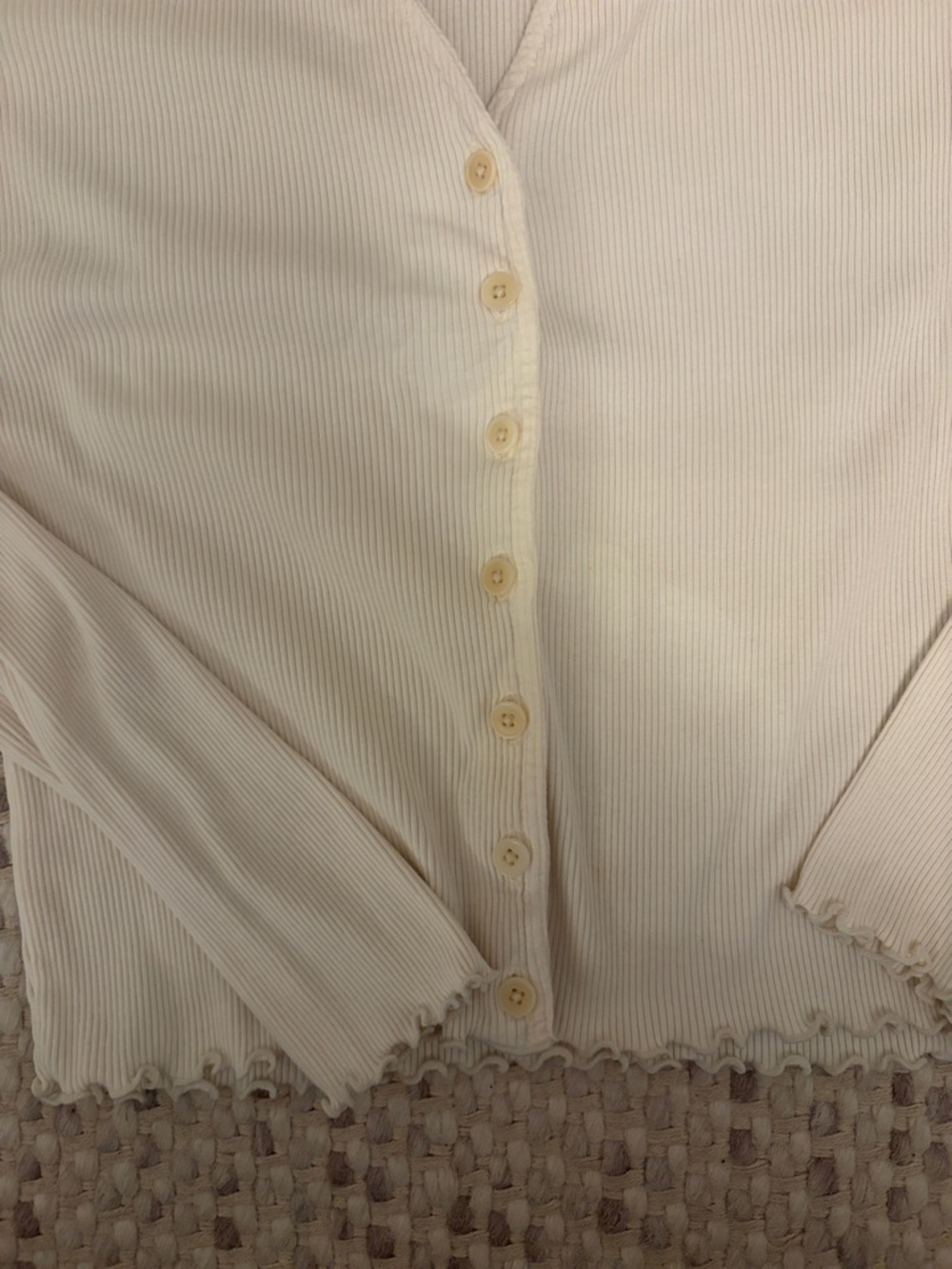 Madewell Cream Ribbed Button-Up Cardigan - Picture 3 of 4